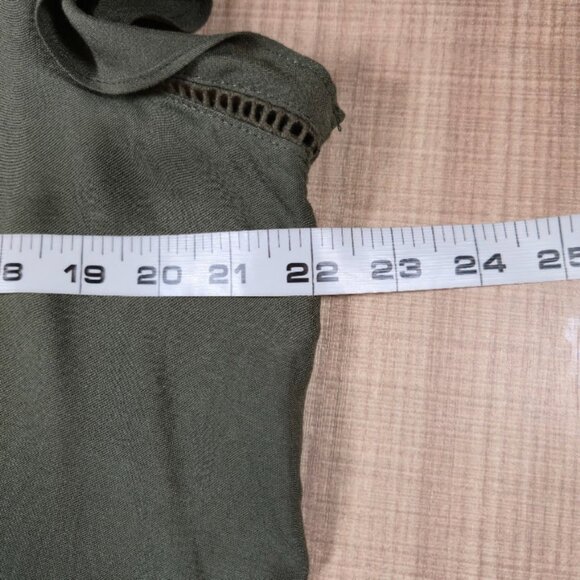 Time & Tru Embroidered Top Women Size L Green Bohemian Preppy Peasant - Picture 7 of 8